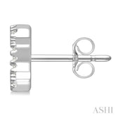 1/10 Ctw Initial 'C' Round Cut Diamond Earrings in 10K White Gold